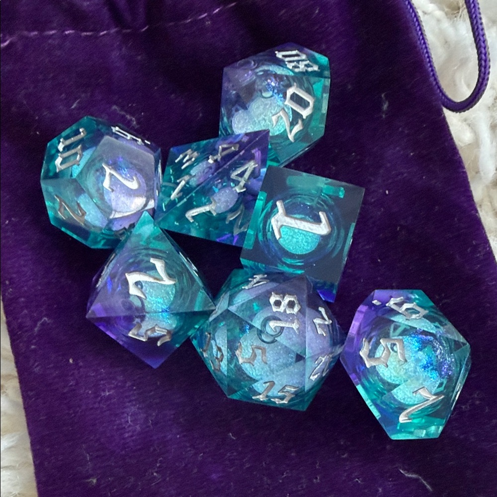 Teal & Purple RPG Dice Set